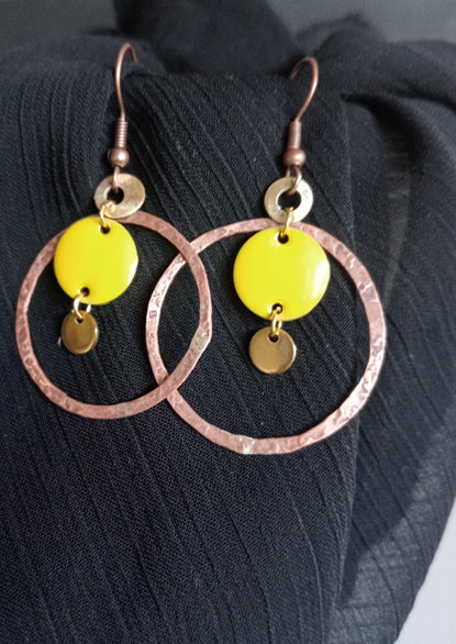 Yellow Enamel Earrings