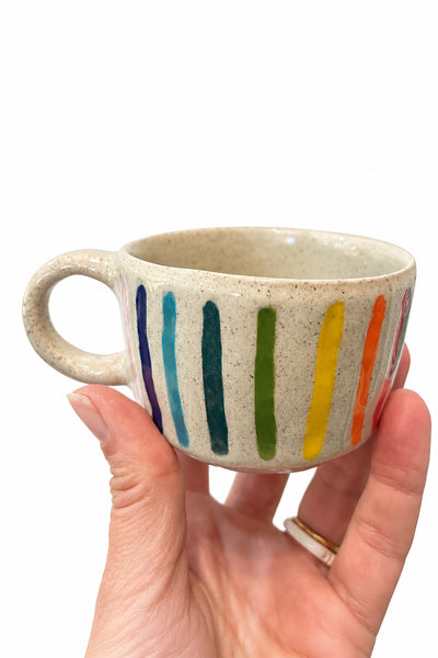 Rainbow Stripes Carved Mug – Everyday Mugging