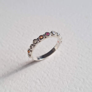 Sapphire, Moonstone and Ruby Ring