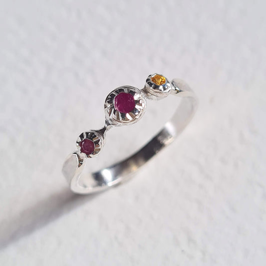 Ruby, Citrine and Sapphire Ring