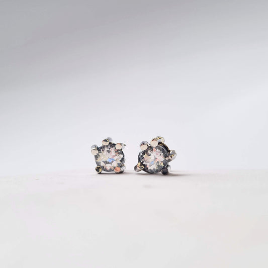 White Topaz Pillar Studs