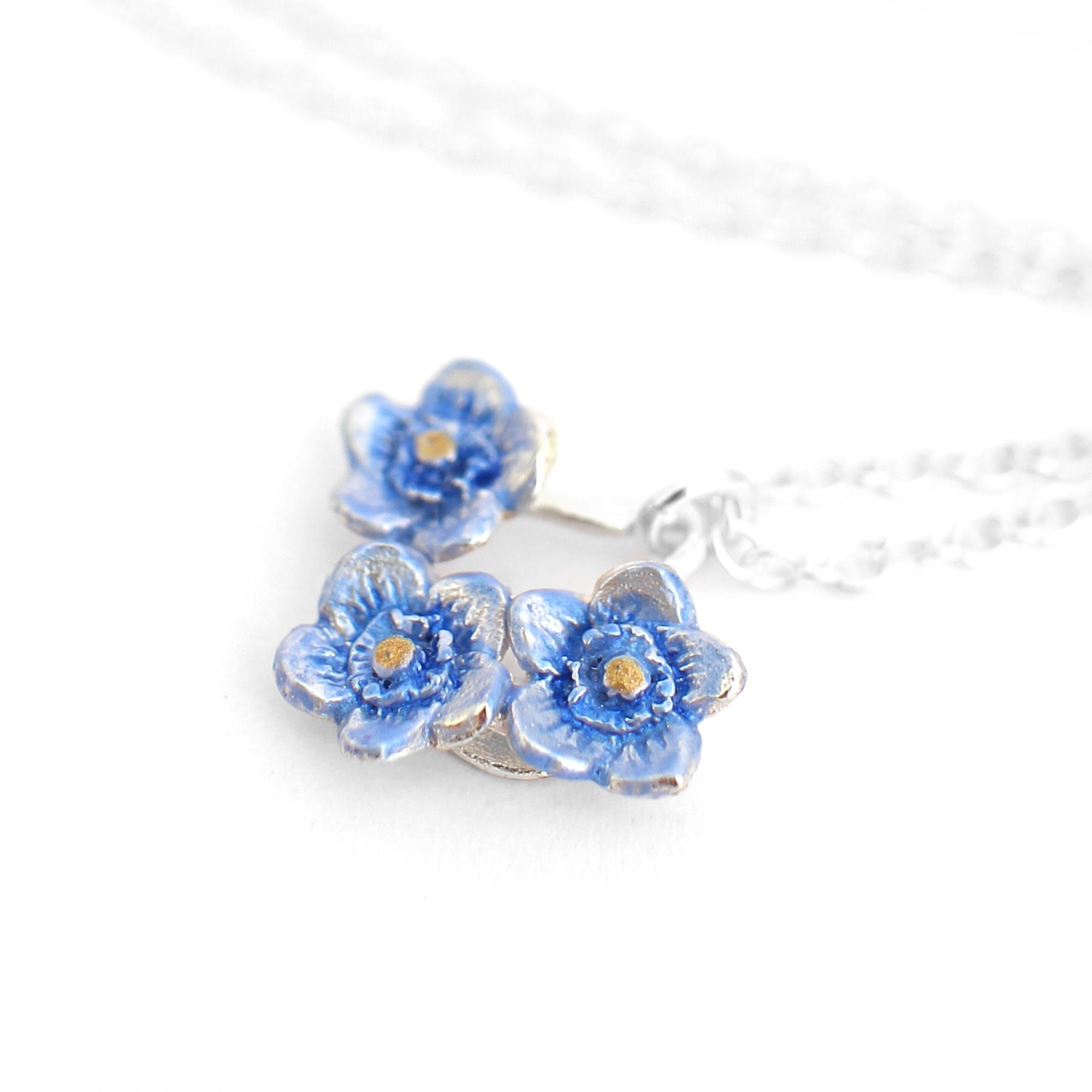 Forget Me Not Flower Trio Necklace