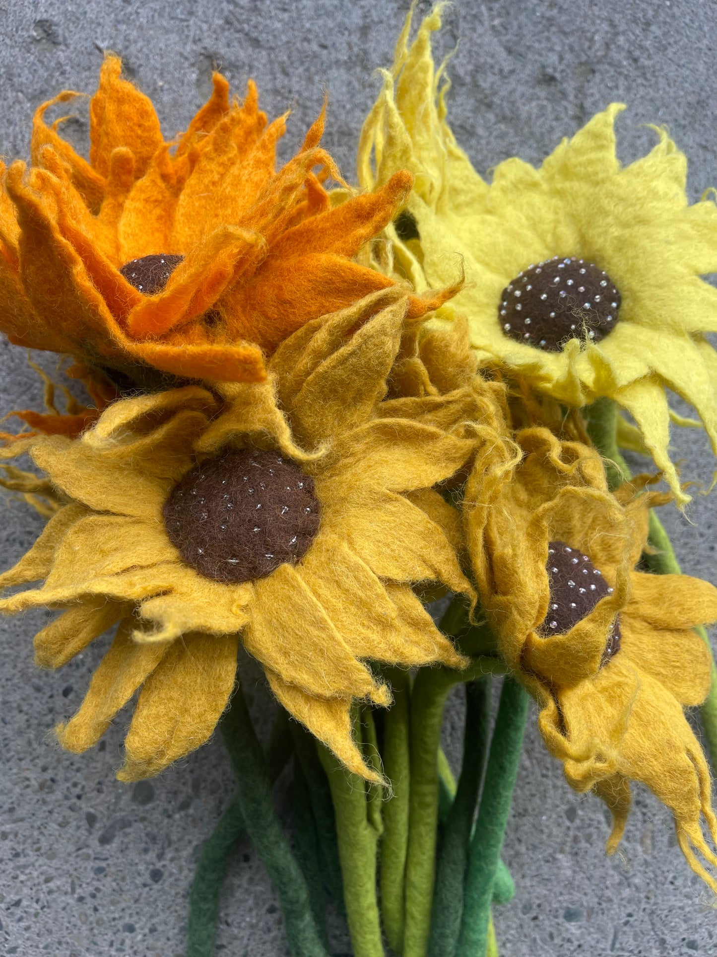 Handmade Wool Felted Flowers