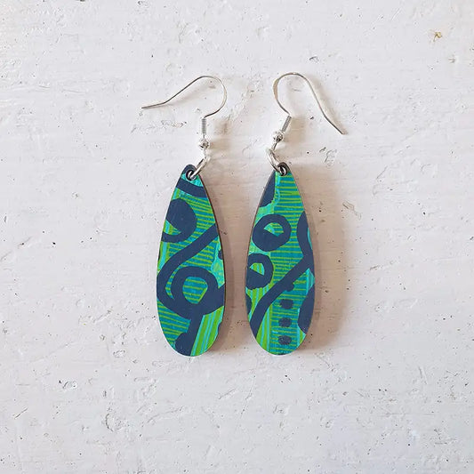 Greenffiti - Long Teardrop Earrings