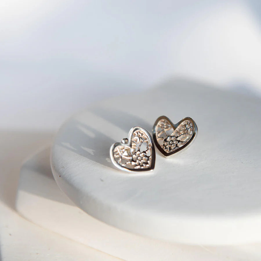 Lace Heart Studs