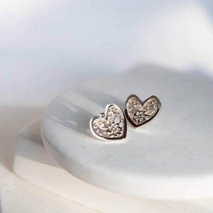Lace Heart Studs