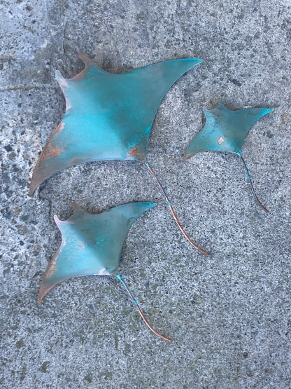 Copper Manta Rays - Set of 3