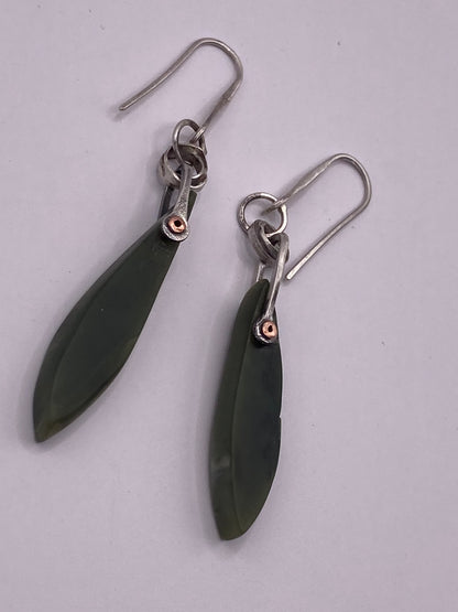 Silver Link and Copper Rivet Earrings