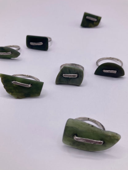 Pounamu and Silver Loop Ring