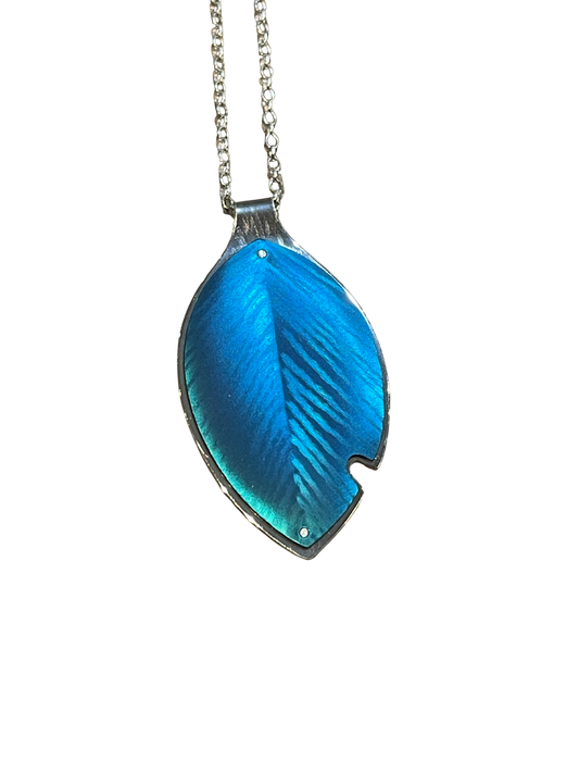 Blue Pohutukawa Leaf with Bite Pendant