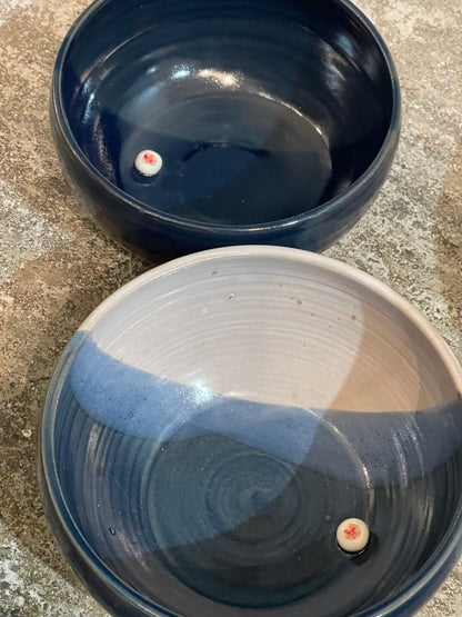 Embelished Stoneware Bowls and Dishes - Blue and Midnight