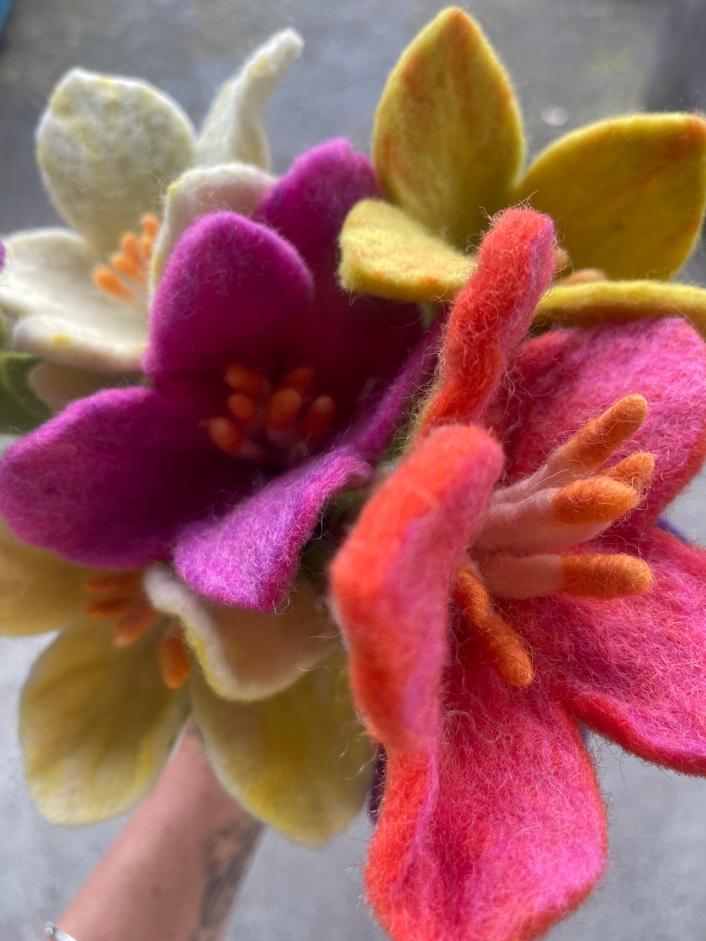 Handmade Wool Felted Flowers