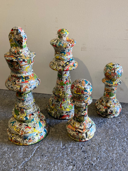 Chess Set - Mixed Media Sculptures (set of 4)