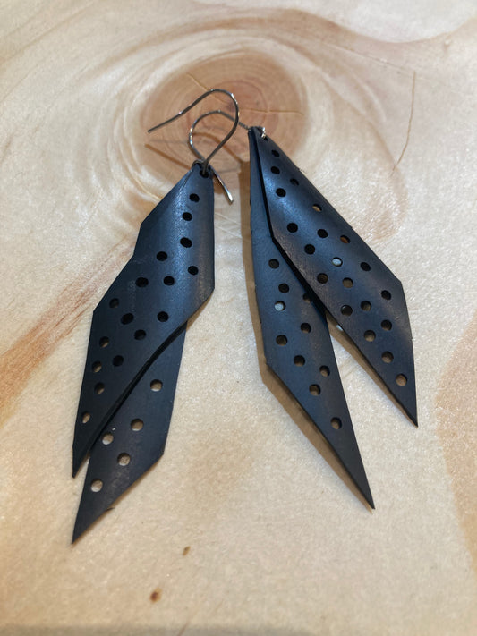 Twin Punched Black Earrings