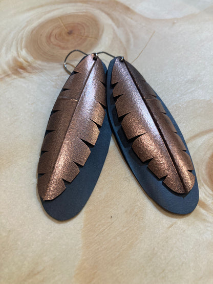Black Bronze Double Leaf Earrings
