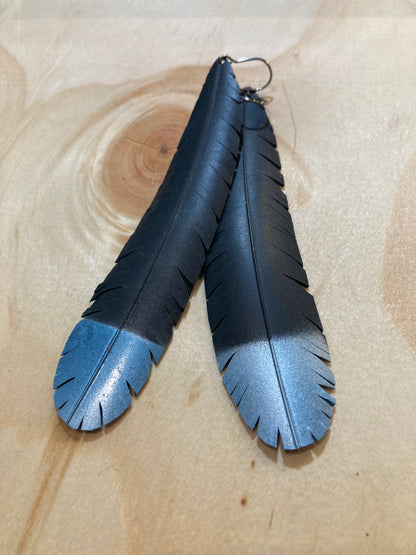 Blue Dip Feather Earrings