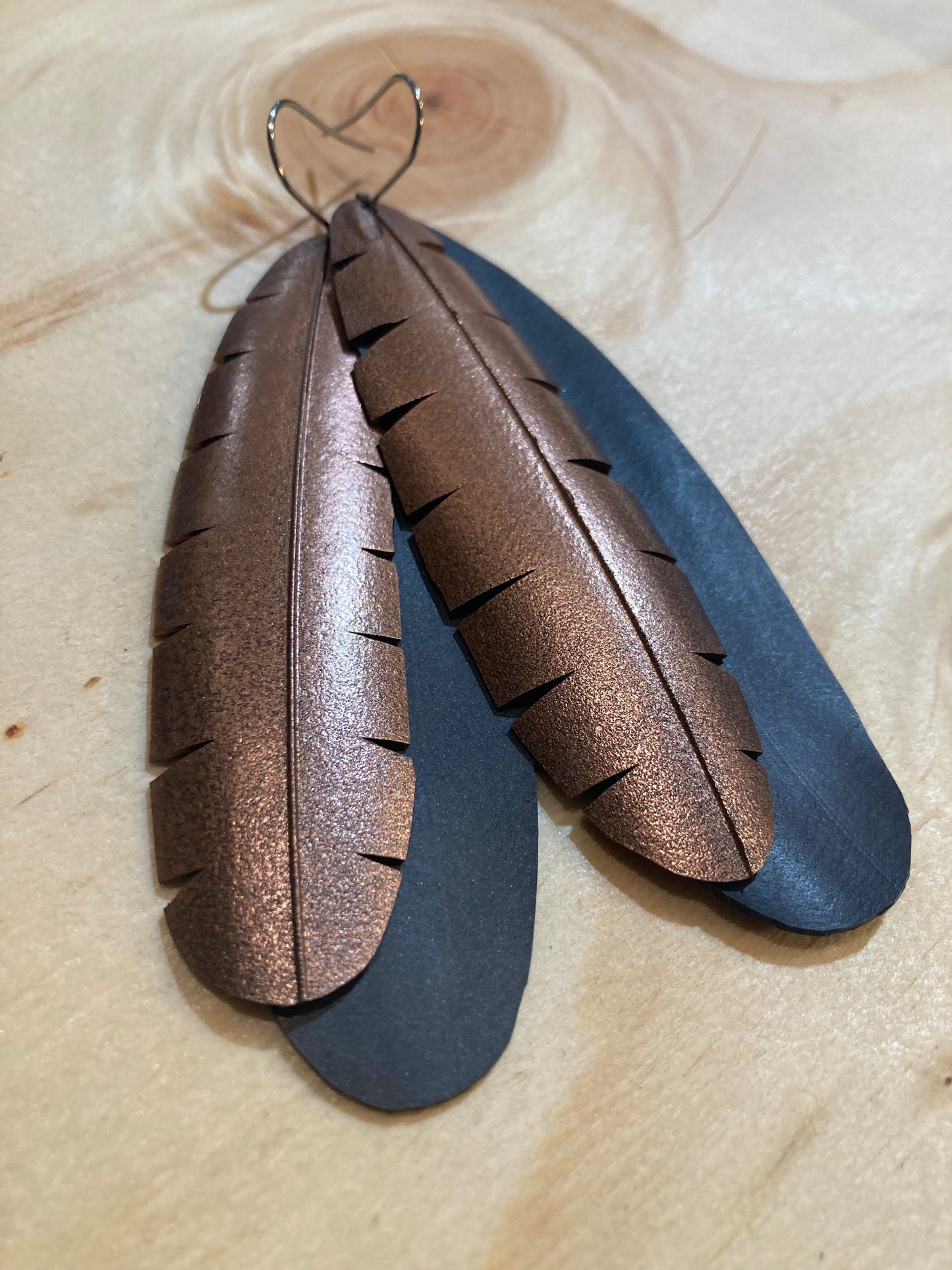 Black Bronze Double Leaf Earrings