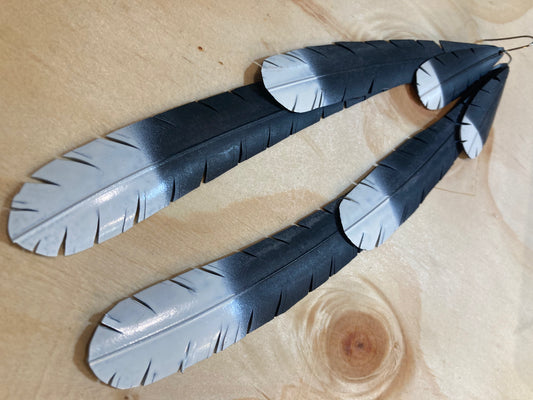 Twin White Dip Feather Earrings