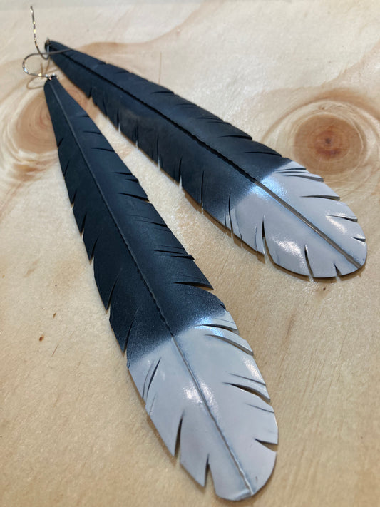 White Tip Feather Earrings