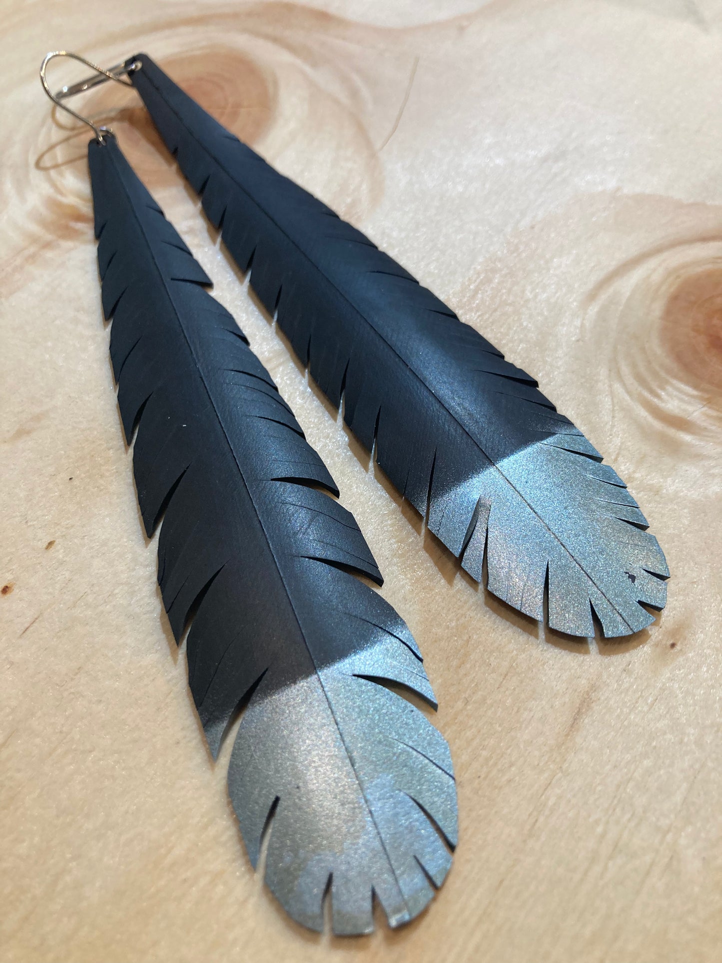 Blue Tip Feather Earrings