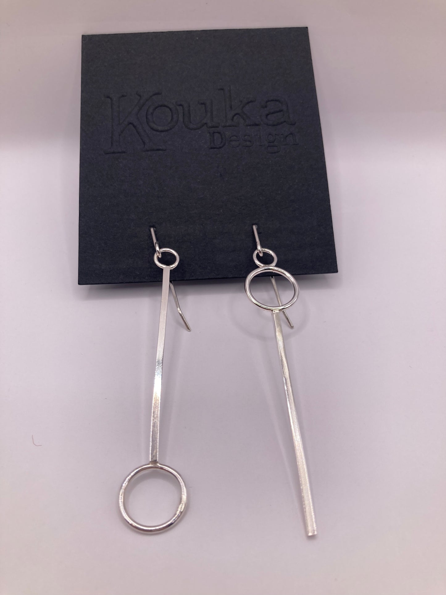Silver Lond Bar with Circle Earrings