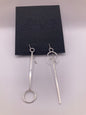 Silver Lond Bar with Circle Earrings