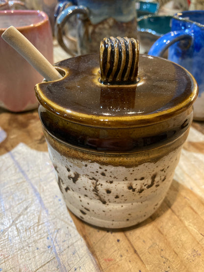 Ceramic Honey Pot and Stirrer