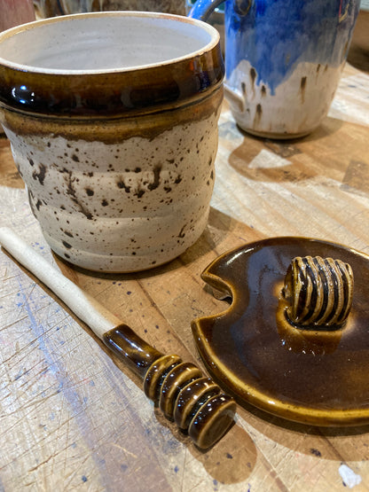 Ceramic Honey Pot and Stirrer