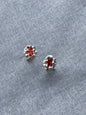 Coral Orange - Silver & Lab Grown sapphire stud earrings