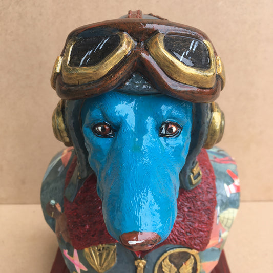Pip the Pilot Dog - Mixed Media Sculpture