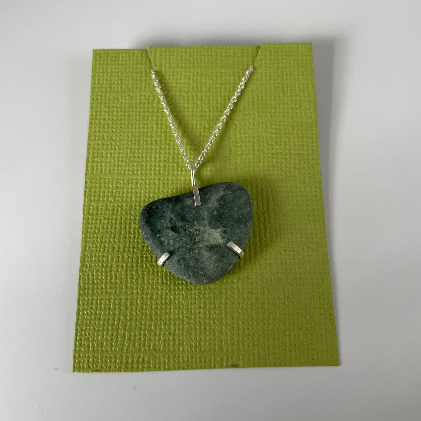 Pounamu Pebble and Silver Pendant