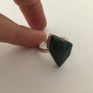 Irregular Jade and Silver Ring