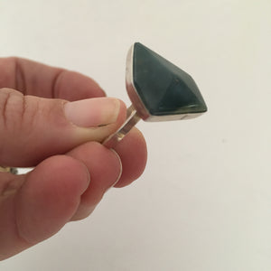 Irregular Jade and Silver Ring