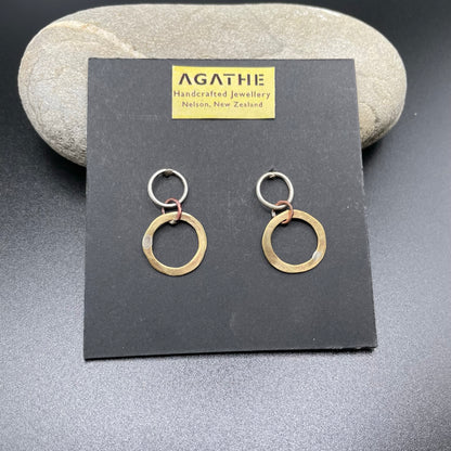 Silver, Copper and Brass Hoop Earrings