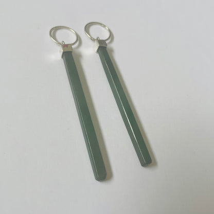 Pounamu and Silver Matchstick Earrings