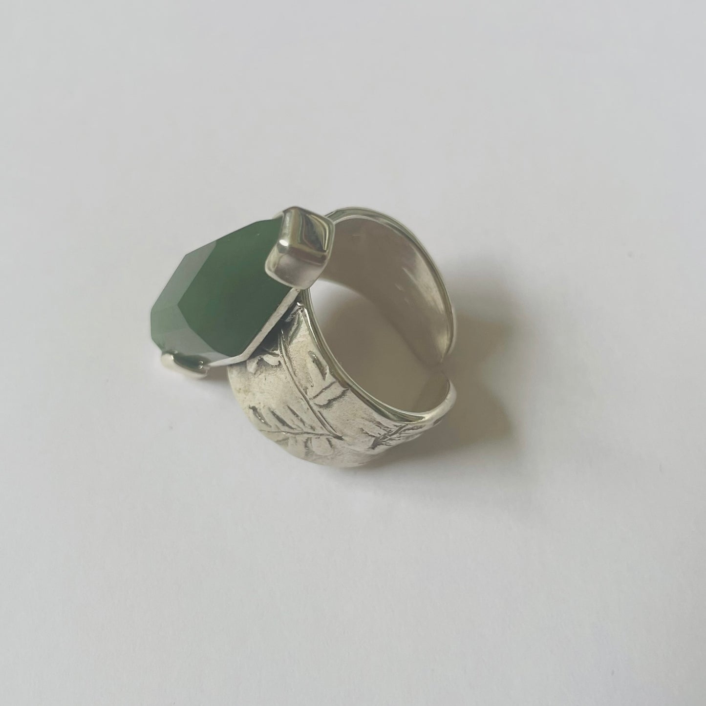 Pounamu Cuff Ring on Fern band