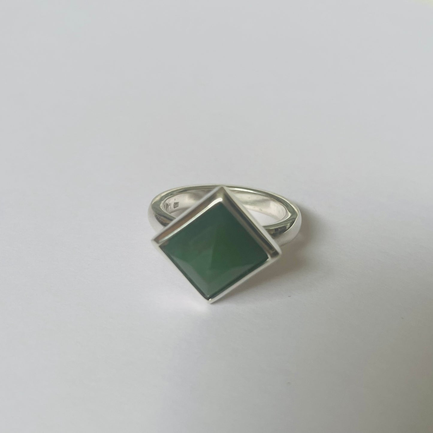 Square Pounamu Ring on Plain Band