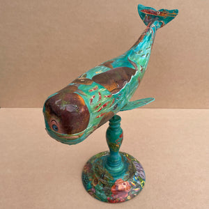 Aqua the Whale - Mixed Media Sculpture