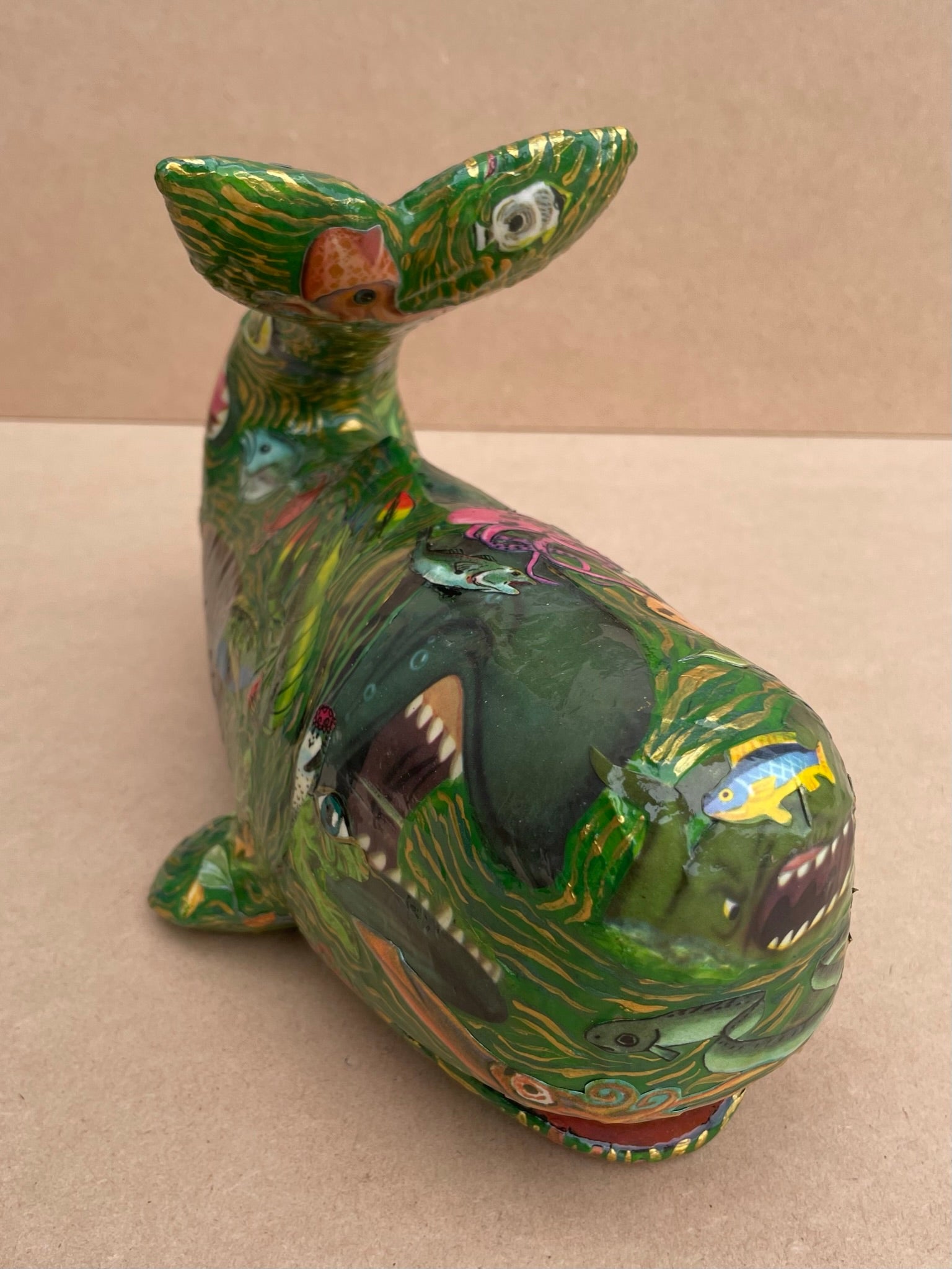 Salty the Whale - Mixed Media Sculpture