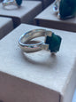 Small Square Facet Pounamu Corner Set Ring