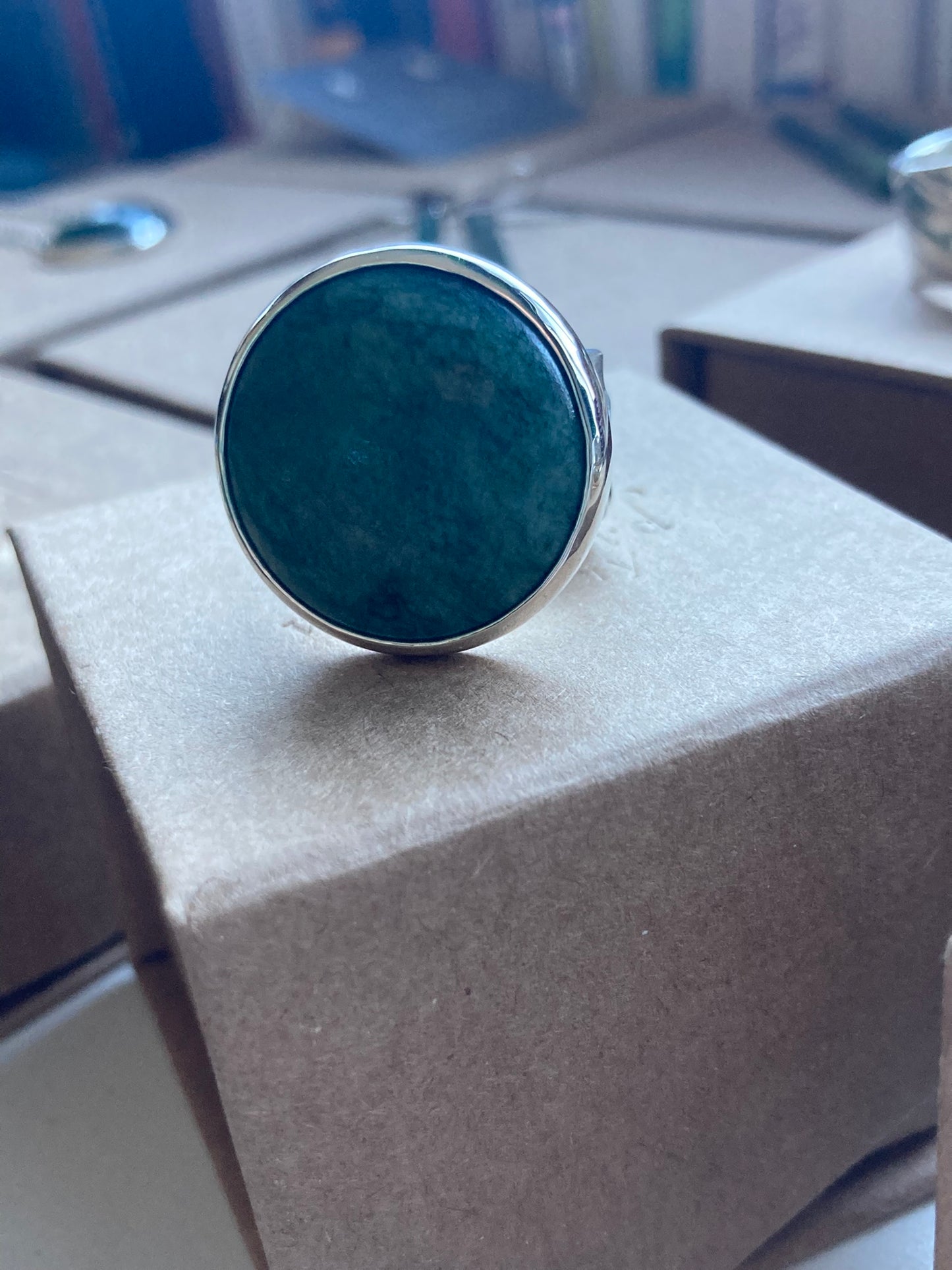 Pounamu on Kowhai Ring