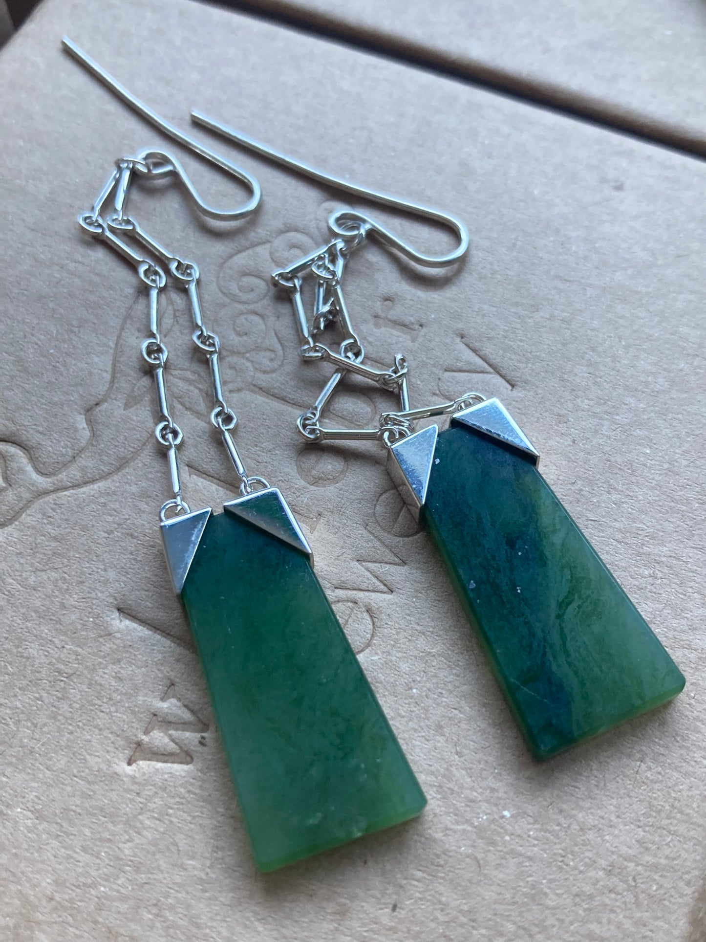 Pounamu Toki Chain Earrings