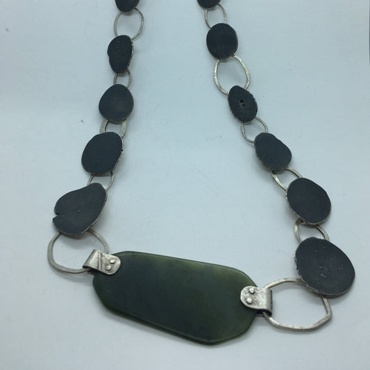 Recycled Silver and Pounamu Necklace