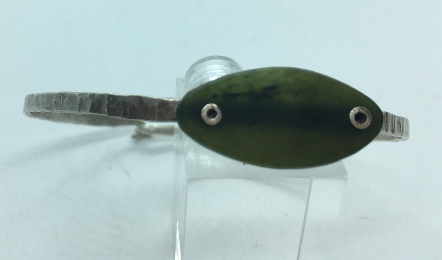 Recycled Silver and Pounamu Bangle - Small