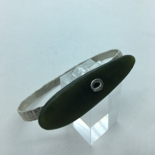 Recycled Silver and Pounamu Bangle