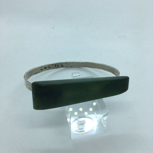 Recycled Silver and Pounamu Bangle