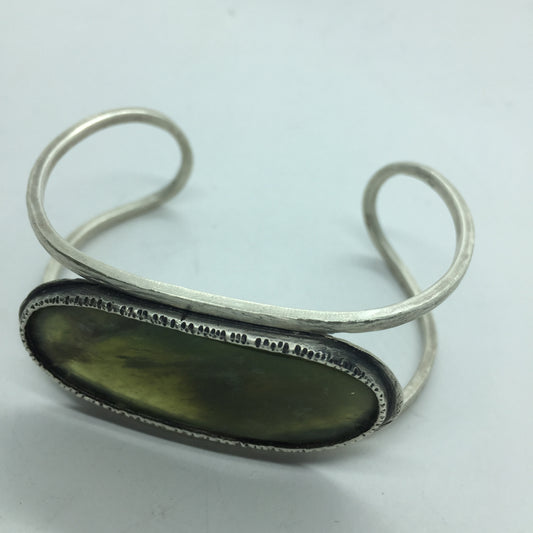 Recycled Silver and Pounamu Cuff