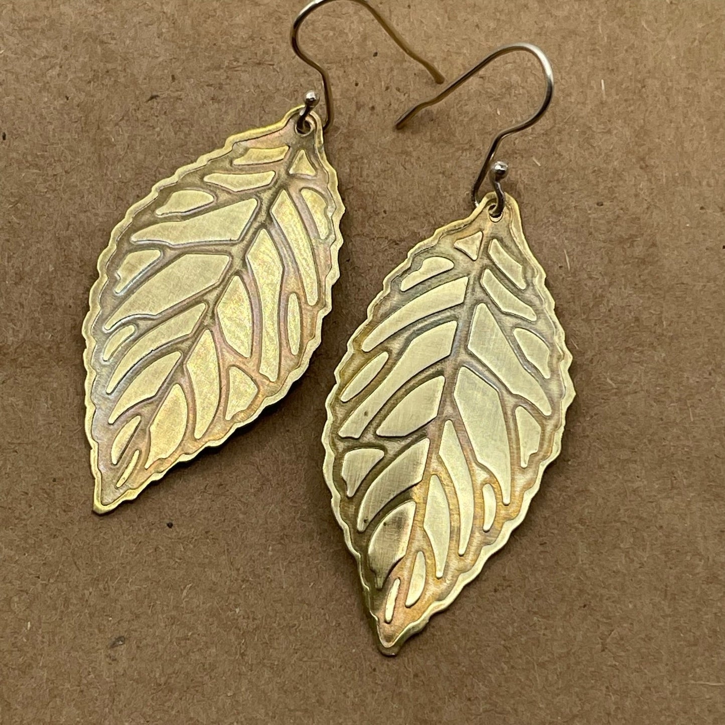 Brass Leaf Earrings