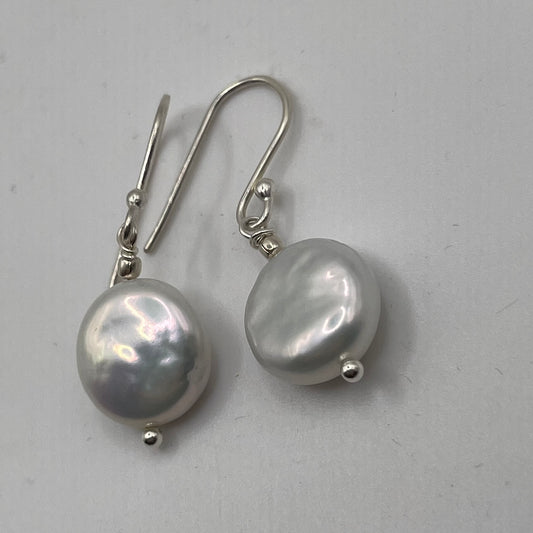 Coin Freshwater Pearl Earrings