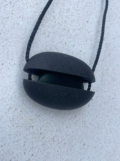 Hidden Charms - Greywacke/Onewa w/ bright green Kahurangi Pounamu